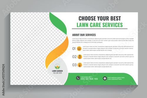 Gardening services web banner or Agricultural and farming services, video thumbnail design