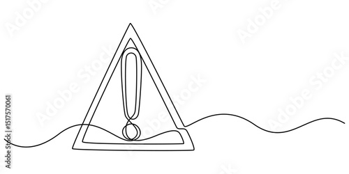 Dangerous sign line continuous drawing vector. One line dangerous sign vector background, Danger Sign Caution, Stop Alert Attention Continuous One Line Illustration, Alert Warning Sign Exclamation. 