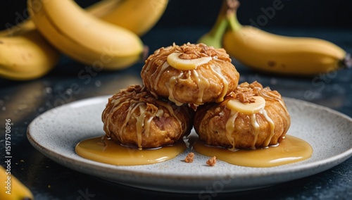 Banana fritter fried dessert golden crispy sweet
