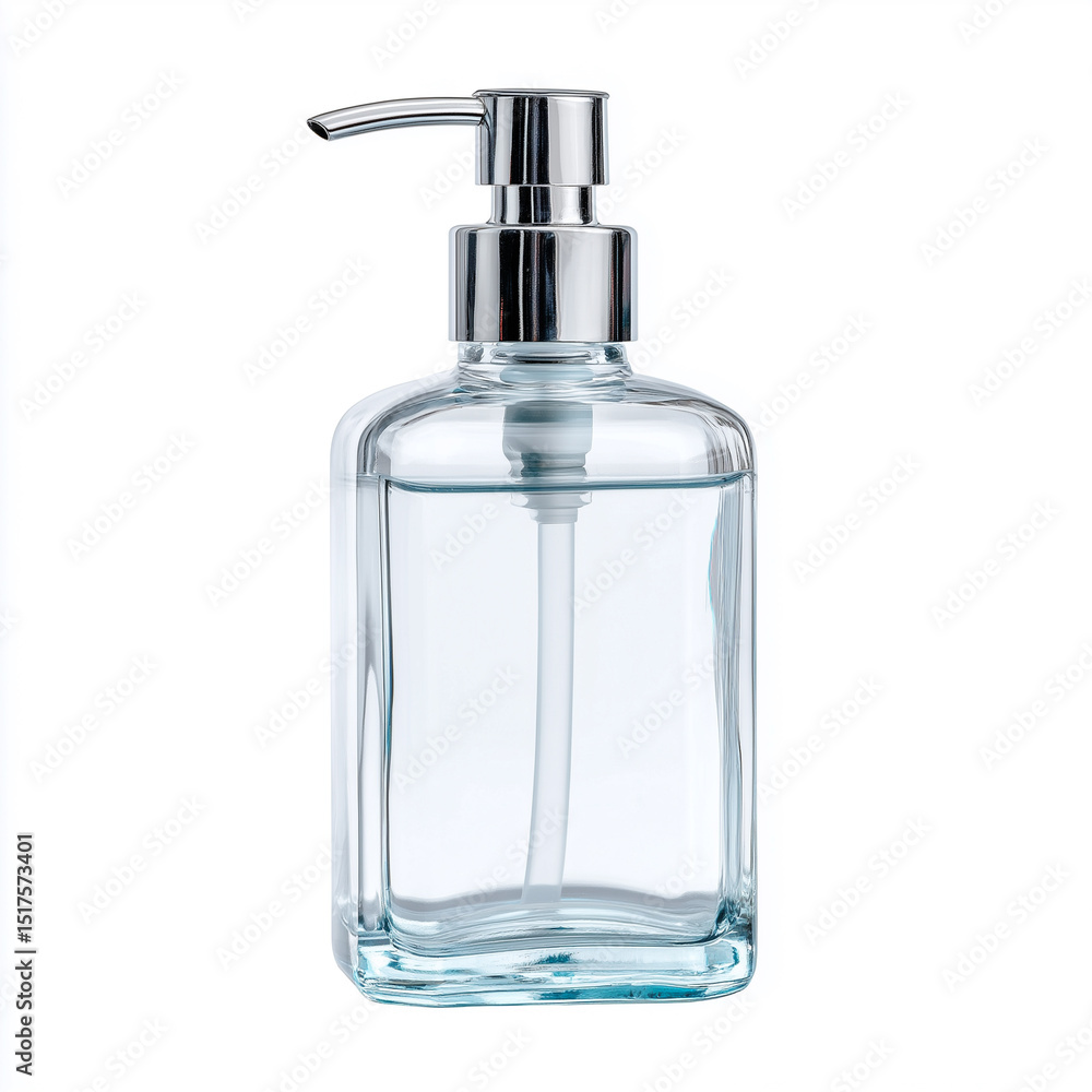 Fototapeta premium A refillable glass hand soap dispenser with pump