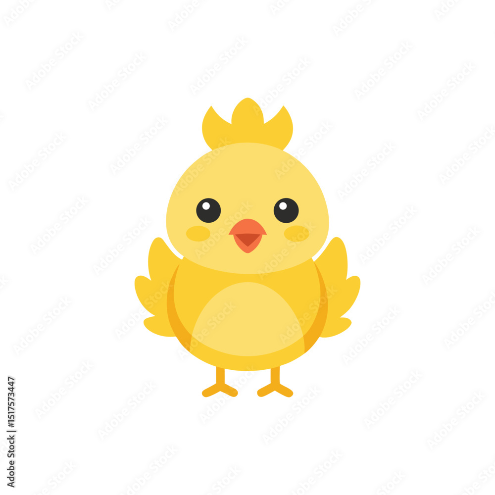 Flat and Minimal Cute Fluffy Baby Chicken icon vector illustration isolated on white background Flat and Minimal Cute Fluffy Baby Chicken icon vector illustration isolated on white background