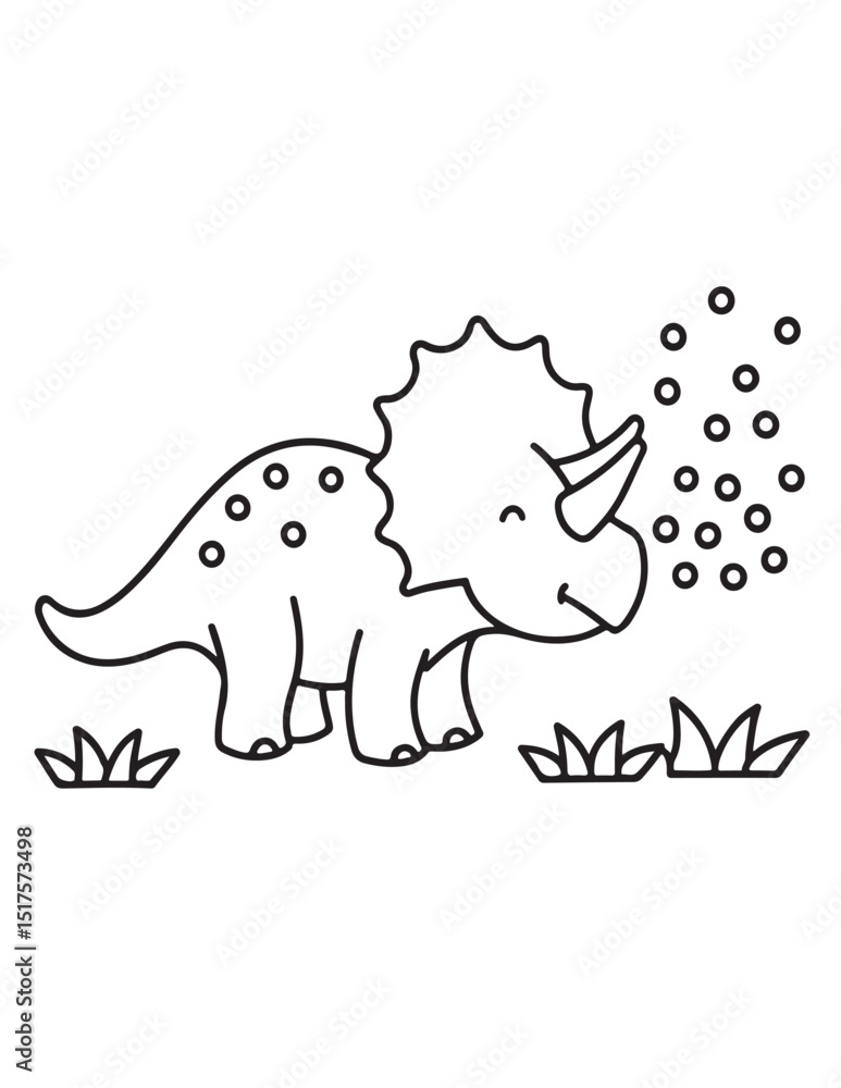 Fototapeta premium Cute dinosaur coloring book, cute dinosaur coloring page, line art, victor, illustration, black-white, dinosaur, coloring book, coloring pages, bold & easy, dinosaur coloring book, dinosaur coloring