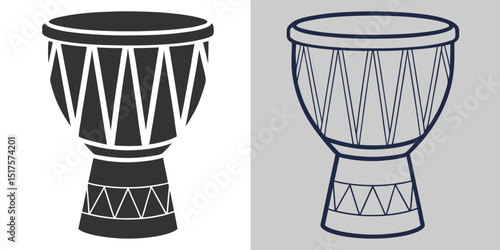 African Drum Silhouette Flat Style Traditional Percussion Vector Illustration