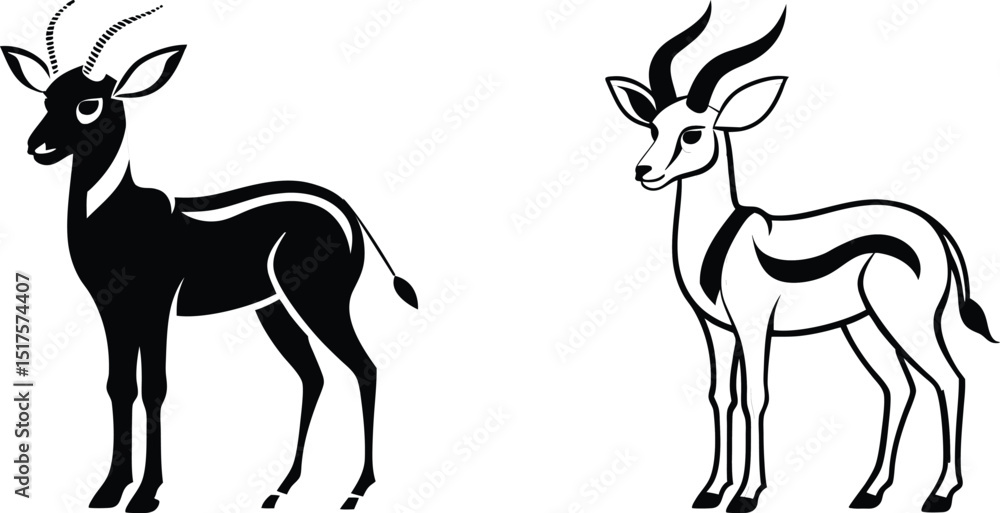 Obraz premium Antelope Silhouette Flat Illustration Simple Wildlife Animal Vector in Flat Style