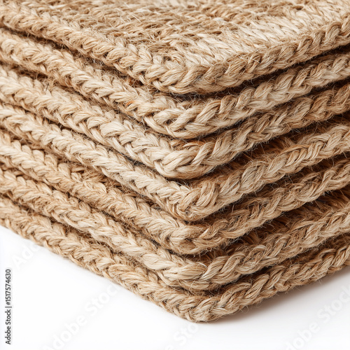 A stack of natural fiber placemats