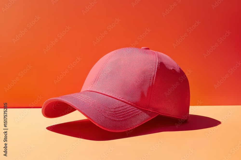 Fototapeta premium A vibrant pink baseball cap on a colorful backdrop.
