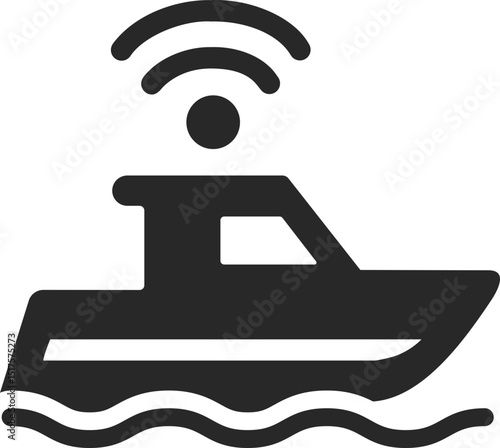 Solid autonomous boat icon used in smart marine transport and delivery systems.