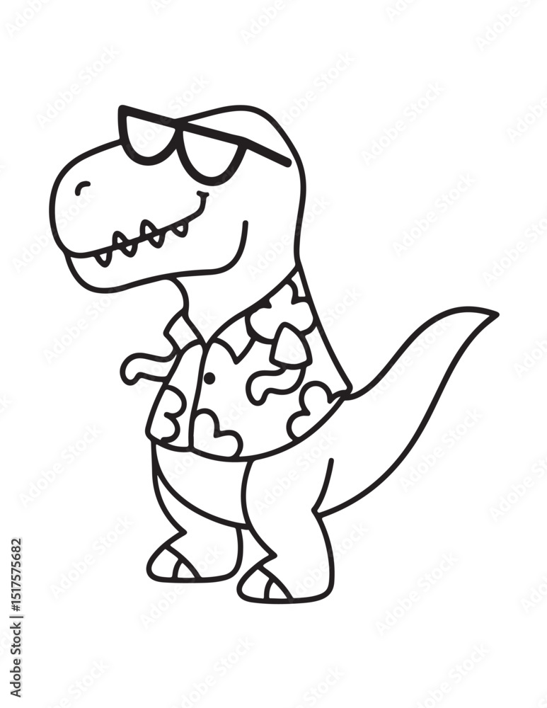 Fototapeta premium Cute dinosaur coloring book, cute dinosaur coloring page, line art, victor, illustration, black-white, dinosaur, coloring book, coloring pages, bold & easy, dinosaur coloring book, dinosaur coloring