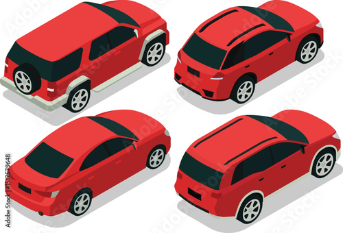 Set of isometric family car