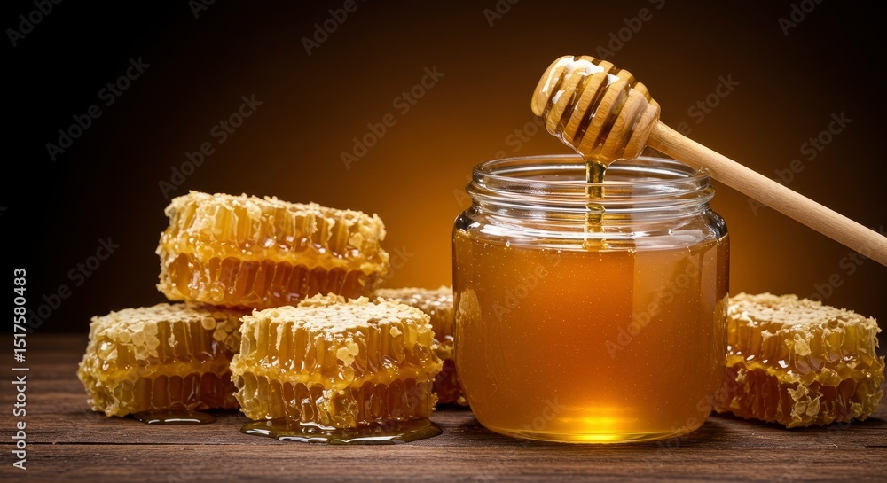 Golden Honeycomb and Jar: A Rustic, Warm Still Life Golden Honeycomb and Jar: A Rustic, Warm Still Life