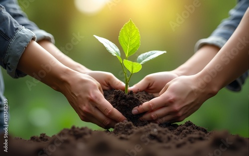 Businesses and community together planting trees for environment sustainable development. Agriculture and green business company. Ecosystem and Organization Development Cooperation. High quality