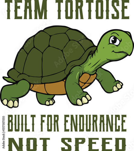 Funny team tortoise graphic design featuring a cartoon turtle Art & Illustration