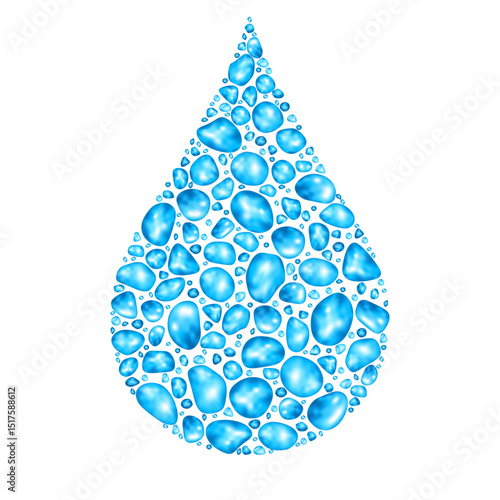 Blue water drop shape.