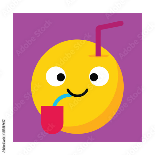 Emoticon Sipping Juice Through Straw Icon
