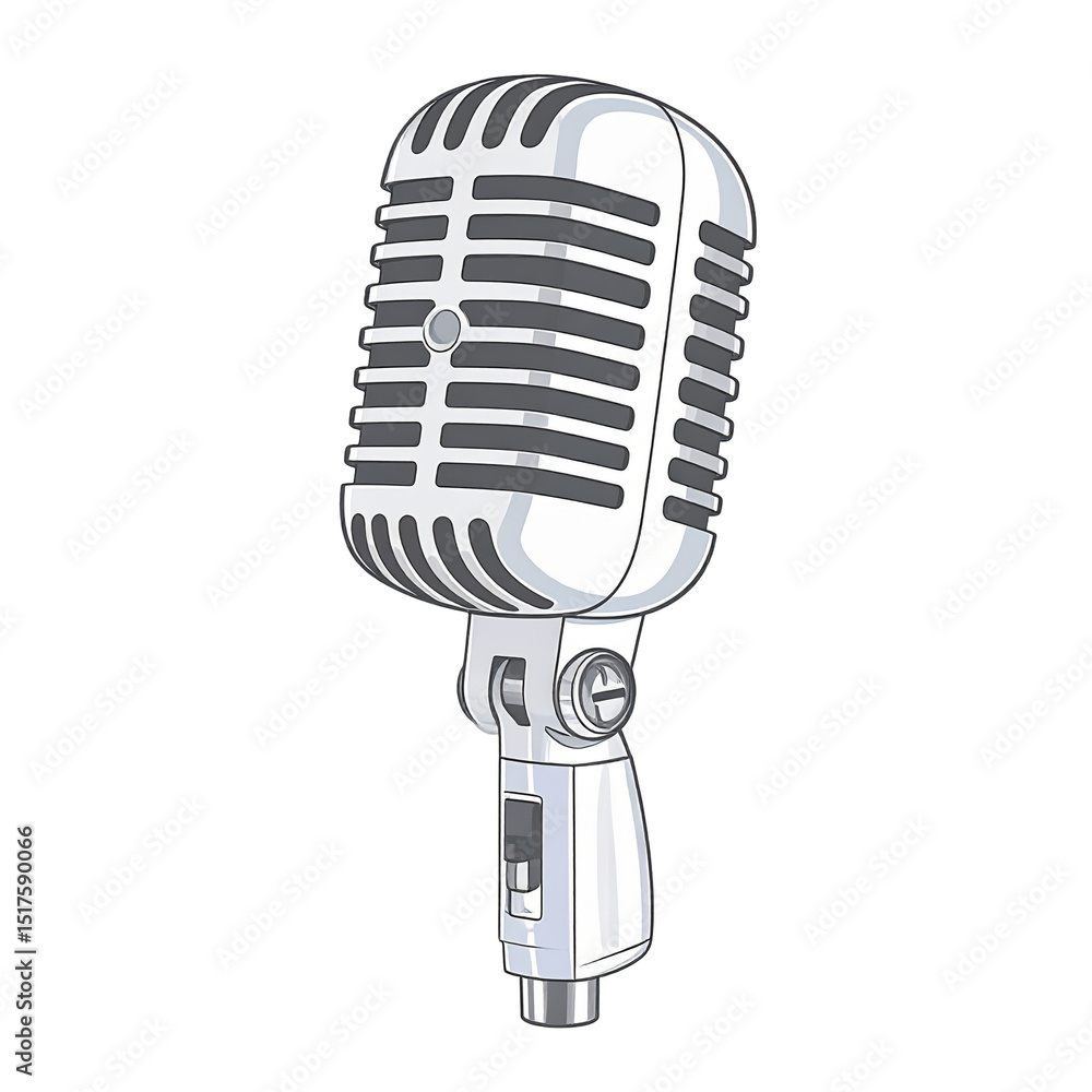 Fototapeta premium Vintage Silver Microphone Retro Style Recording Studio