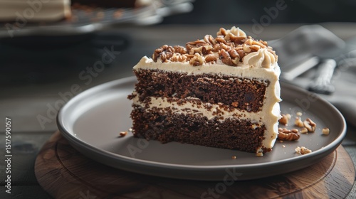 Wallpaper Mural A slice of decadent chocolate cake with pecan topping. Torontodigital.ca