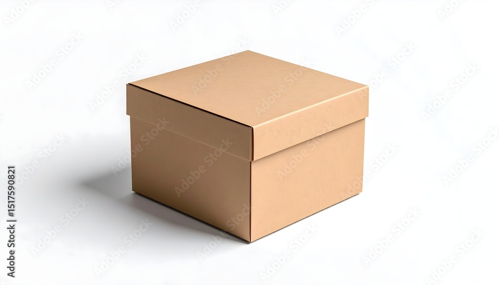 Realistic mockup of a blank cardboard box with subtle shadows, ready for branding presentation, isolated on white background Realistic mockup of a blank cardboard box with subtle shadows, ready for branding presentation, isolated on white background
