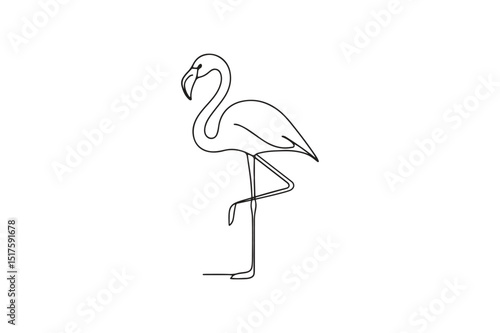 Flamingo bird continuous one line drawing minimalism design