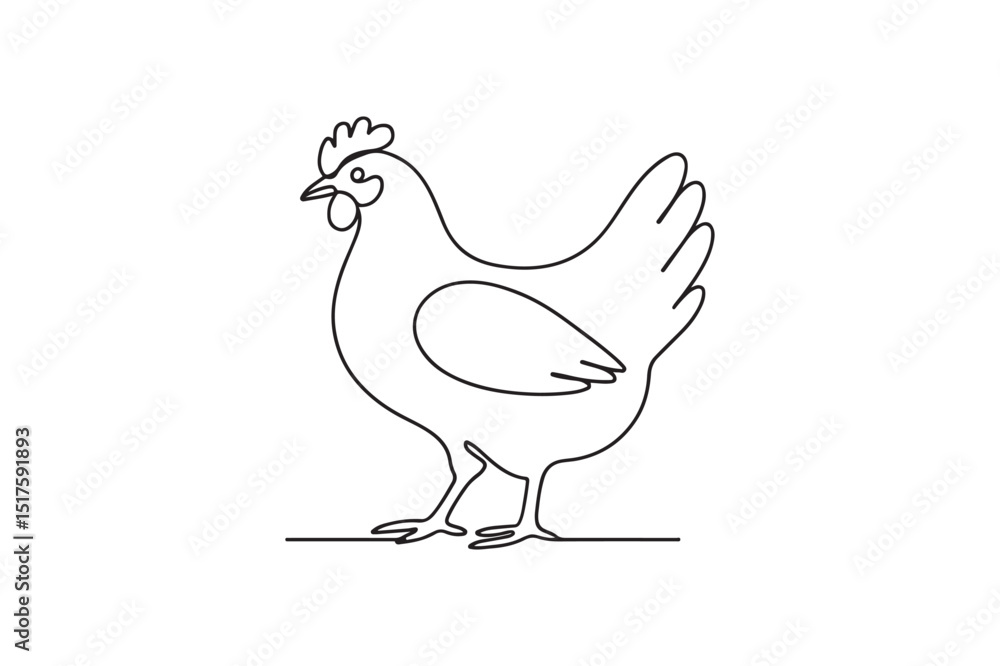 Fototapeta premium Hen bird continuous one line drawing minimalism design