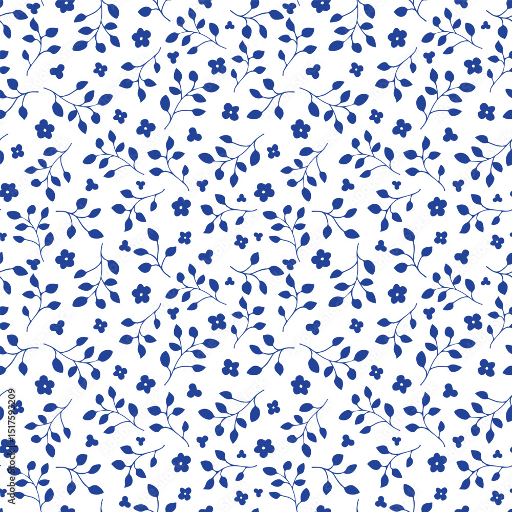 Dark blue ditsy flowers seamless vector pattern design Dark blue ditsy flowers seamless vector pattern design