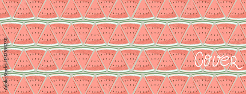 Watermelon slice pattern background. Cover with a fun summer vibe. Perfect for covers, backgrounds, flyers, banners and fruity seasonal designs