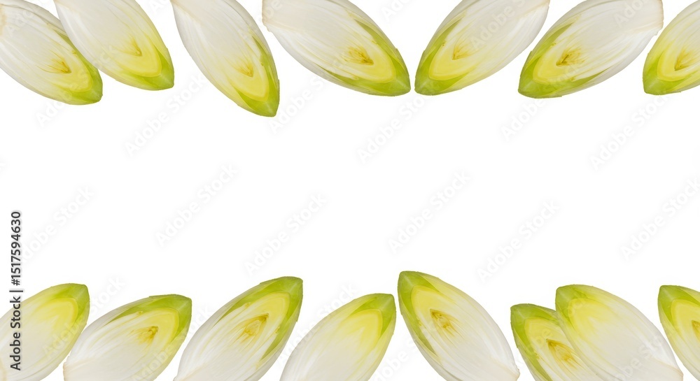 Fototapeta premium Endive frame creating a vibrant border for culinary presentations and artistic designs