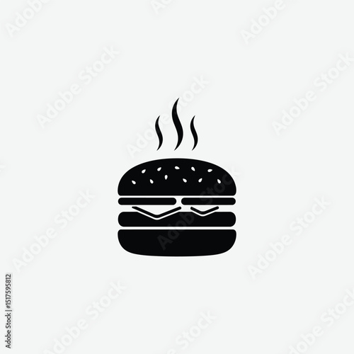 Playful Cartoon Hamburger Illustration – Kid-Friendly Fast Food Clipart in Flat Style