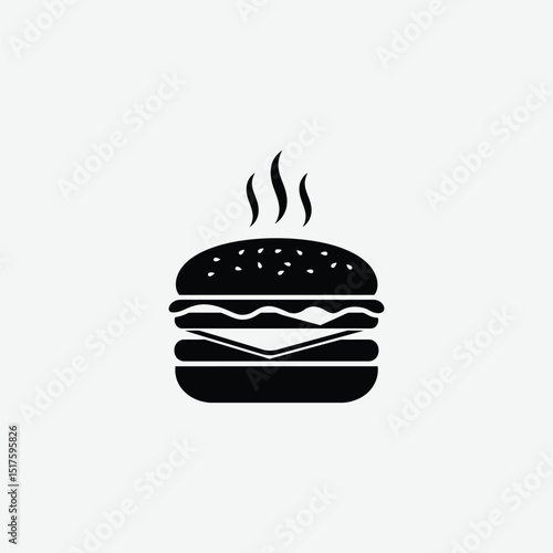 Playful Cartoon Hamburger Illustration – Kid-Friendly Fast Food Clipart in Flat Style