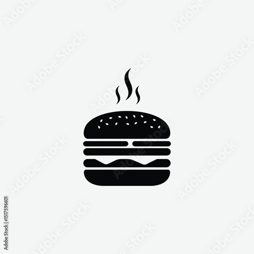 Playful Cartoon Hamburger Illustration – Kid-Friendly Fast Food Clipart in Flat Style