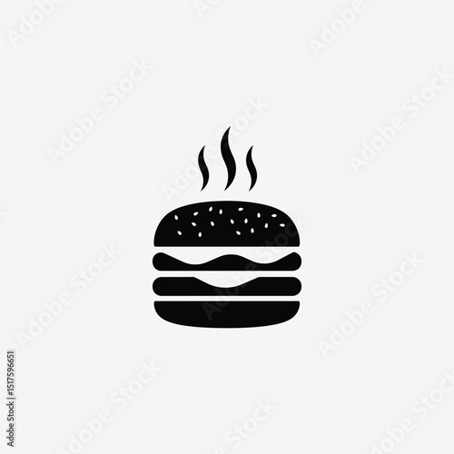 Playful Cartoon Hamburger Illustration – Kid-Friendly Fast Food Clipart in Flat Style