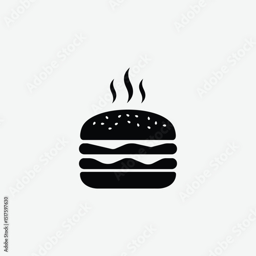 Playful Cartoon Hamburger Illustration – Kid-Friendly Fast Food Clipart in Flat Style