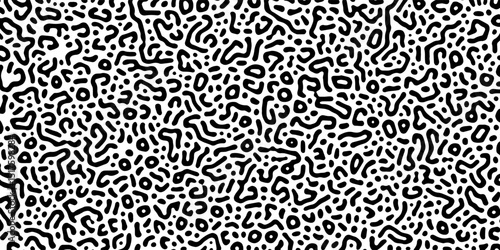 Abstract Turing pattern background. Trendy Black and white Turing pattern. Seamless brush pen textile doodle pattern grunge texture. Trendy modern ink artistic design. monochrome pattern. Vector art.