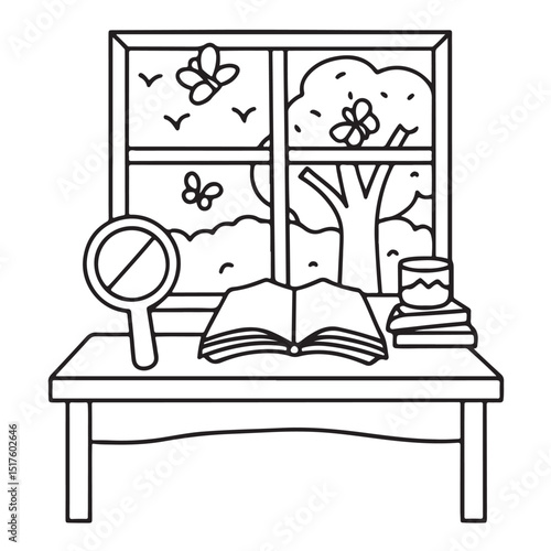 Hand drawn vector illustration, black & white design, Little corner bold & easy coloring book, Little corner bold & easy coloring pages, line art, coloring book, coloring pages, drawing book