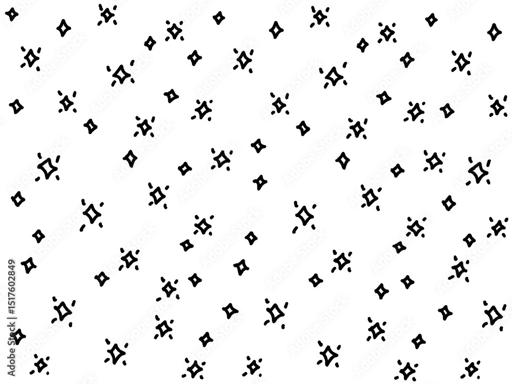 手描きのゆるいキラキラモノクロ背景・星空・光 手描きのゆるいキラキラモノクロ背景・星空・光