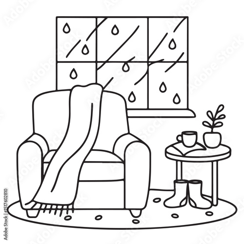 Hand drawn vector illustration, black & white design, Little corner bold & easy coloring book, Little corner bold & easy coloring pages, line art, coloring book, coloring pages, drawing book