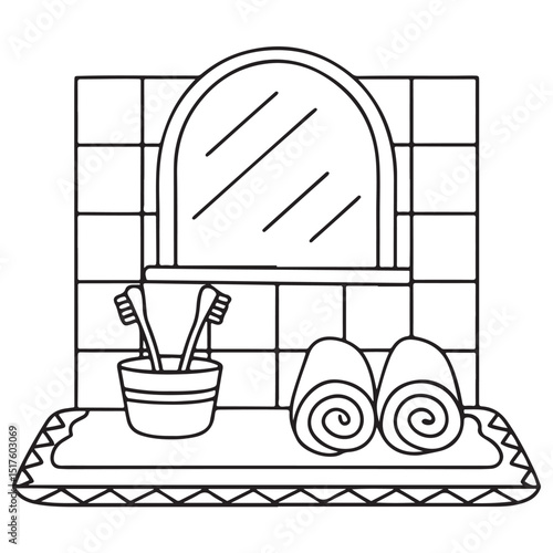 Hand drawn vector illustration, black & white design, Little corner bold & easy coloring book, Little corner bold & easy coloring pages, line art, coloring book, coloring pages, drawing book