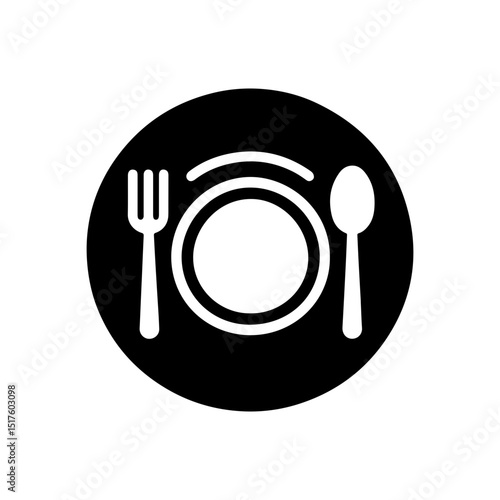 Silhouette Illustration of Restaurant Plate