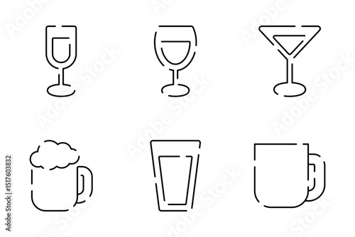 いろいろな飲み物のアイコンイラストセット