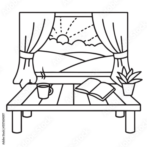 Hand drawn vector illustration, black & white design, Little corner bold & easy coloring book, Little corner bold & easy coloring pages, line art, coloring book, coloring pages, drawing book