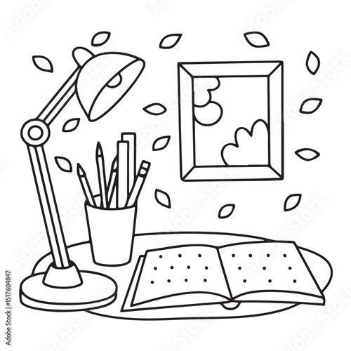 Hand drawn vector illustration, black & white design, Little corner bold & easy coloring book, Little corner bold & easy coloring pages, line art, coloring book, coloring pages, drawing book