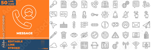 Message Line Editable Icons set. Vector illustration in modern thin line style of message icons: Phone, website, message, etc