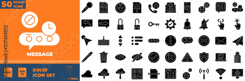 Message Solid Editable Icons set. Vector illustration in modern thin solid style of message icons: Phone, website, message, etc