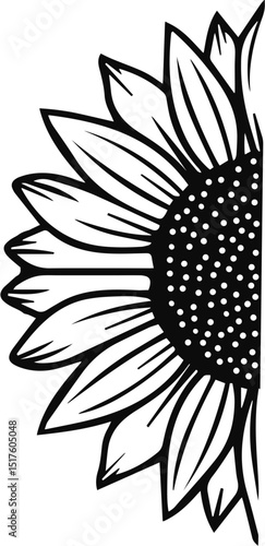 Half Sunflower Monogram Svg