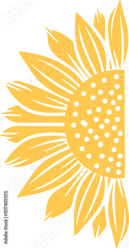 Half sunflower split monogram svg