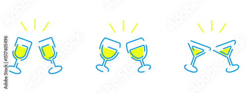 乾杯している場面のアイコンイラストセット
