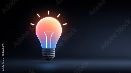 A light bulb symbolizing ideas and creativity. Investment psychology. Growth mindset and positive thinking. A bulb emitting light or radiant colors.