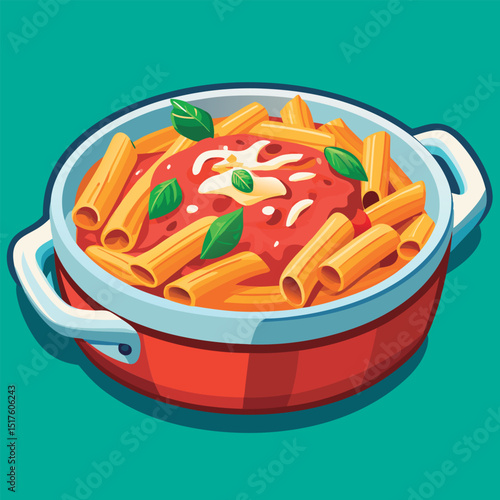 Delicious pasta dish in a pot.