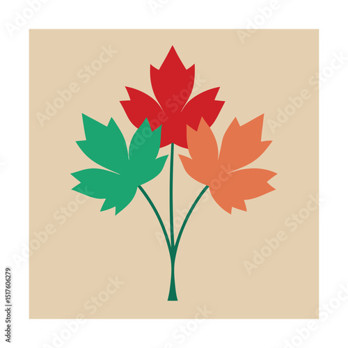 Abstract autumn leaves teal orange minimalist design