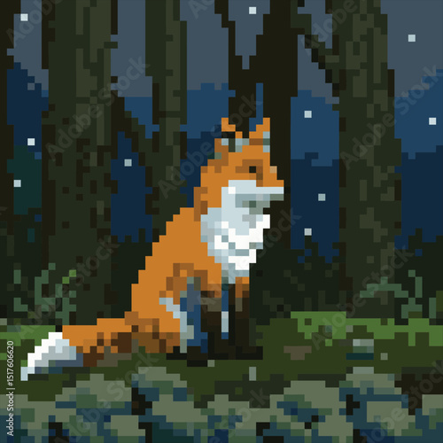 Digital Pixel Art of a clever Fox Vector