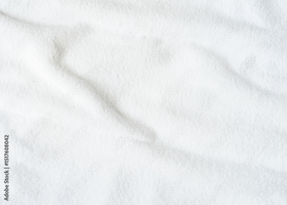 Naklejka premium White towel texture background or beach bath fabric, kitchen wiper towel or plain blank cloth bathroom rug made of soft clean cotton fiber material for linen laundry backdrop